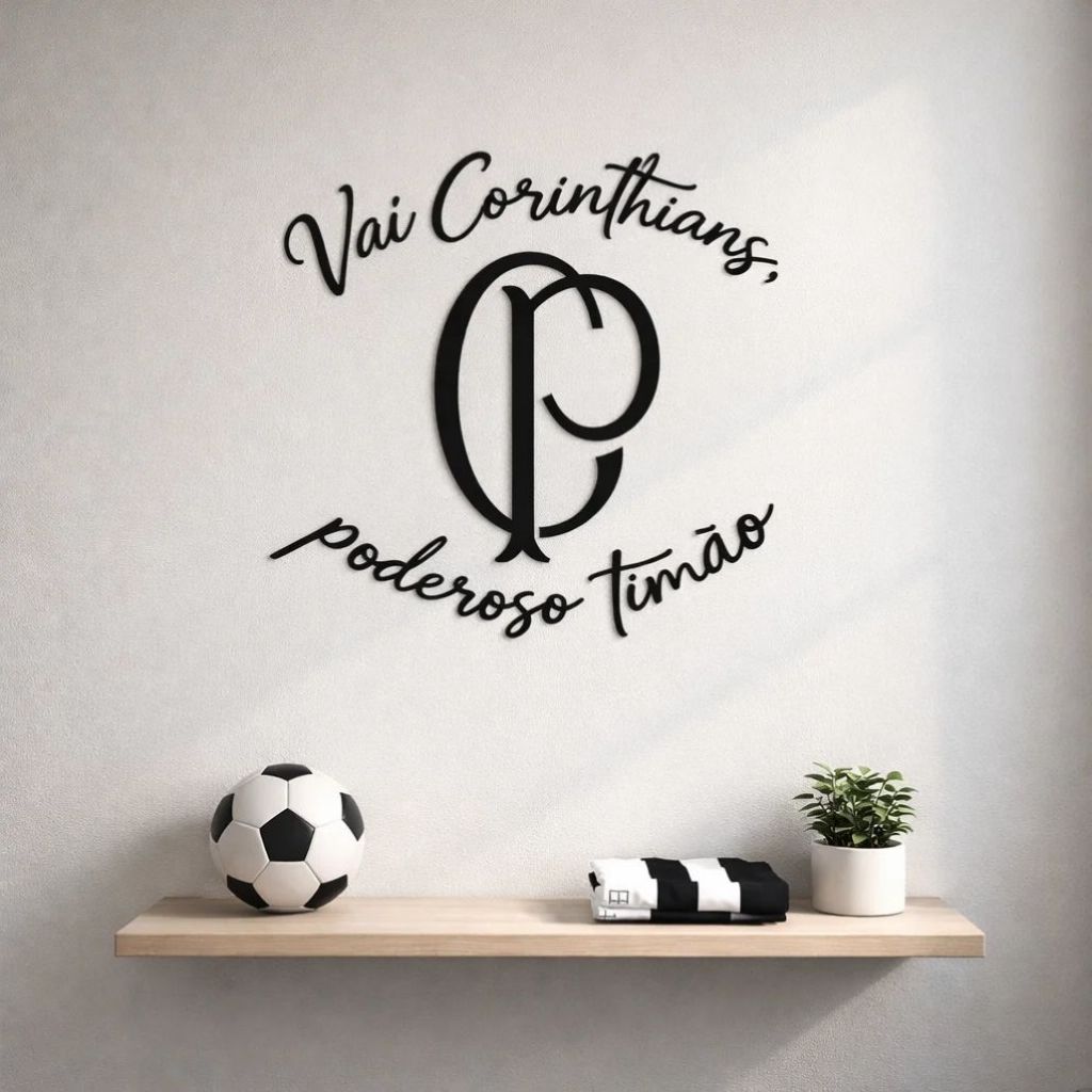 Placa MDF Decorativa vazada corinthians futebol decoração em MDF 3mm – MDF Vazado Preto
