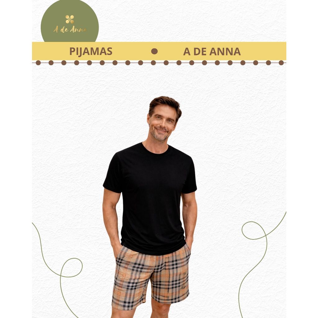 Pijama Masculino Curto Suede Macio Confortável Premium Leve Estiloso A DE ANNA