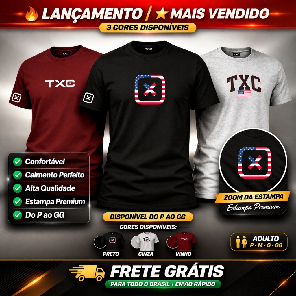 Kit 3 Camisas Txc Masculina Camisetas Variáveis Country Rodeio Texas em Oferta na Shopee