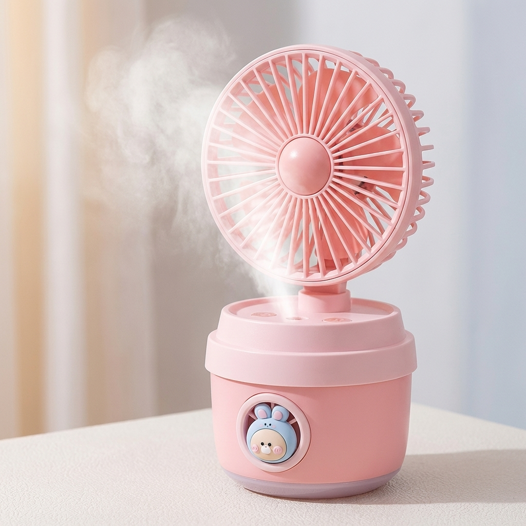 Climatizador Portátil USB 3 Em 1 Ventilador Umidificador De Mesa Com Água Gelo LED 3 Velocidades Silencioso