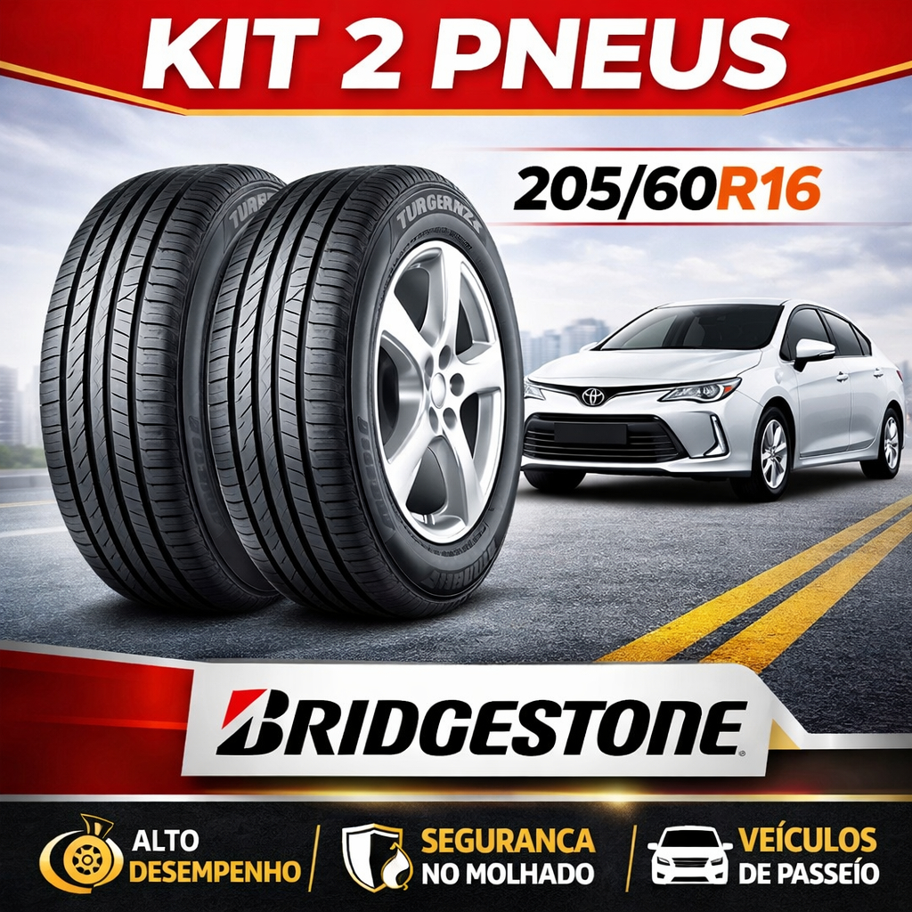 Kit 2 Pneus 205/60R16 Bridgestone Ecopia EP150 92H Original Econômico Silencioso