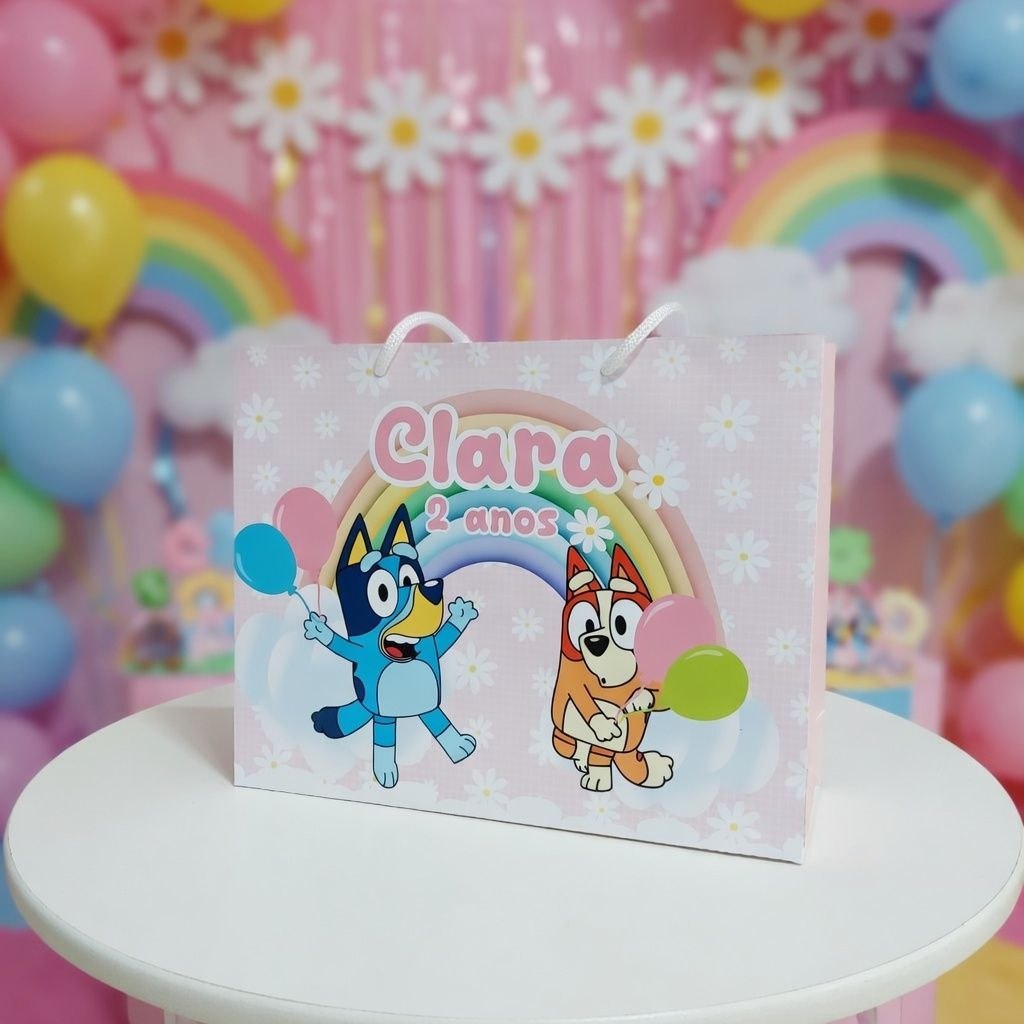Sacolinhas Surpresa Personalizadas de festa- Lembrancinhas aniversario Bluey rosa