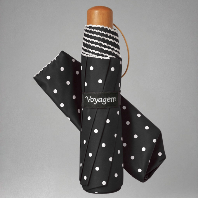 Guarda Chuva Voyagem Manual Sombrinha Resistente Bolinha Feminino Contra Vento Cabe Bolsa Leve