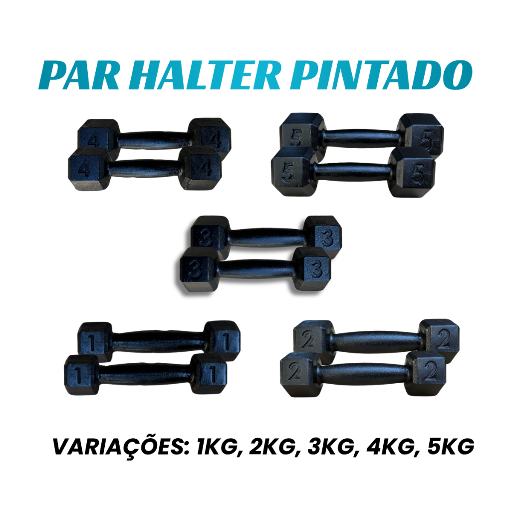 Par Halter Sextavado Pintado 1kg a 5kg- Peso de academia Fitness _ Musculação _ Treino. Escolha o seu tamanho de 1 a 5kg em Oferta na Shopee