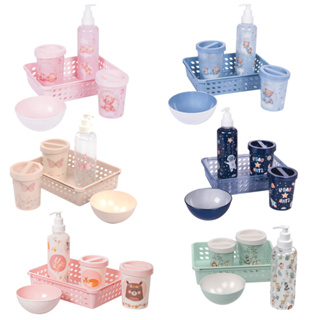 Kit Higiene Bebê 5 peças Plasutil Baby Urso Trama Organizador Infantil Porta Algodão Menino Menina em Oferta na Shopee