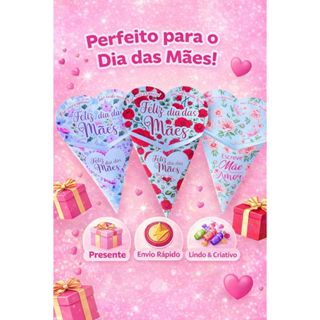 Embalagem Buquê Cone Páscoa e Dia das Mães - Para Bombons - Presente, Lembrança envio imediato em Oferta na Shopee