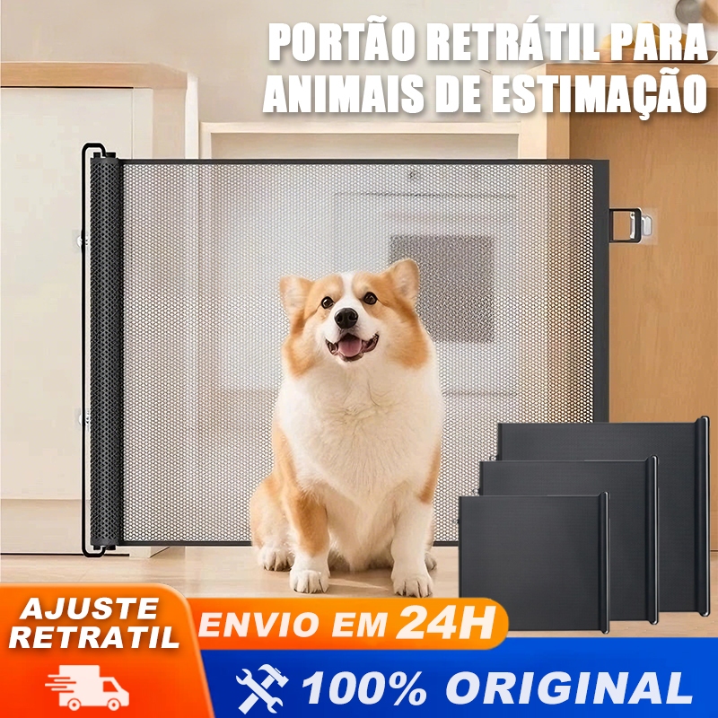 Portão Tela Segurança Bebês Pets Cercadinho Grade Retrátil