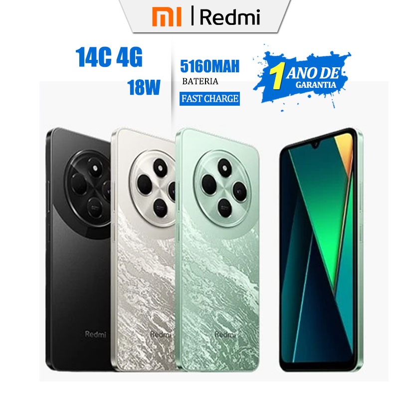 Celular xiaomi original redmi 14C 4G 128GB/256GB 5160mAh Bateria Dual SIM Lacrado+Nota Fiscal NOVO