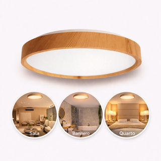 Plafon Luminária Star Madeira 30W Redondo Sobrepor Efeito Estrelado Led Multicolor Disoma em Oferta na Shopee