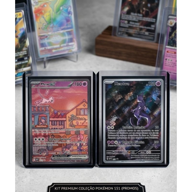 ​KIT PREM. COLEÇÃO 151 (PROMOS) | Mew ex (SVP PT 053) Illustration Rare + Mewtwo (SVP PT 052) Promo Special | NM+