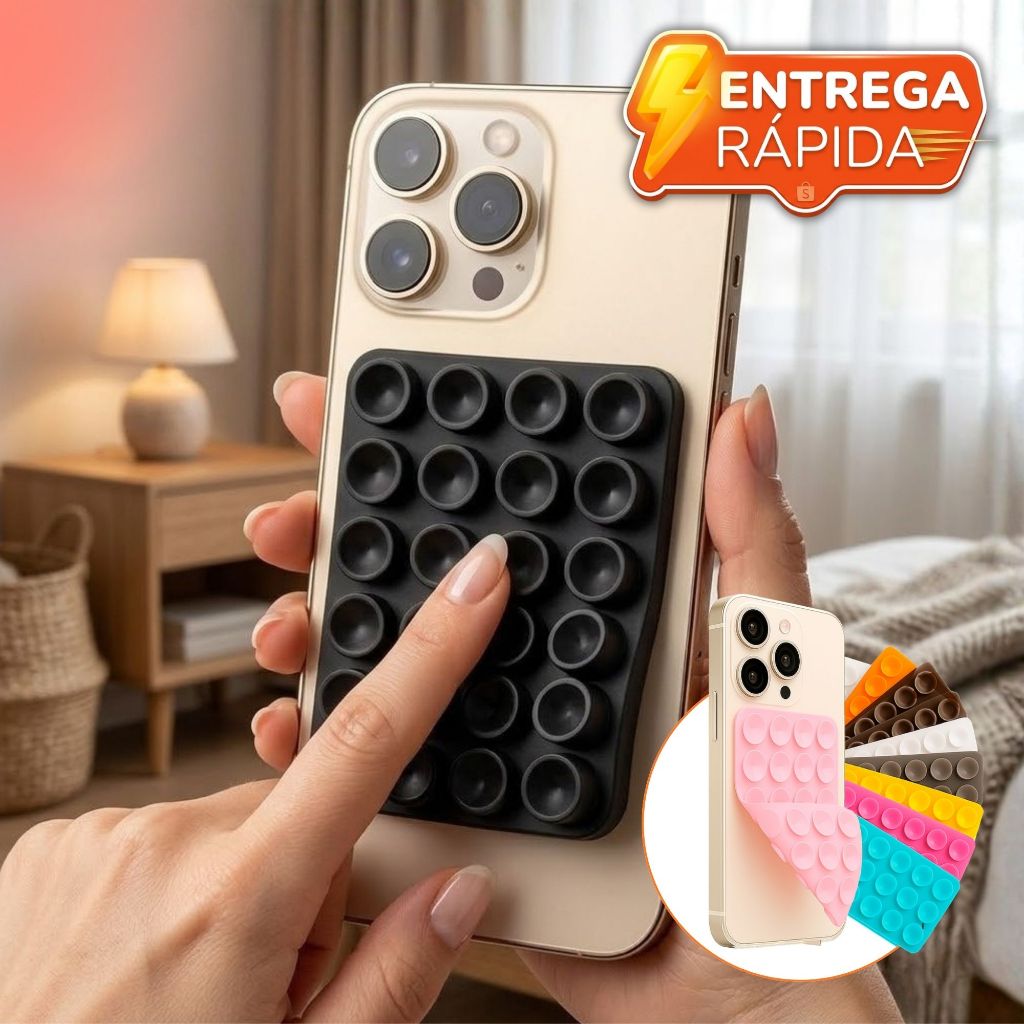 Suporte De Silicone Com Ventosa Para Celular Duplas Ventosas