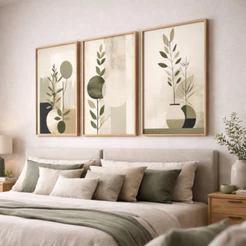 Kit 3 Quadros Decorativos 40x60 cm Moldura Vidro Para Quarto Casal