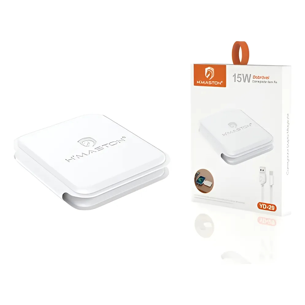 Carregador Sem Fio 15W Dobrável H’Maston YD-29 Indução Rápida Universal Branco