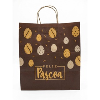 Sacola Kraft Feliz Páscoa ''G'' (32 x 18 x 28 cm) - 10 Unidades em Oferta na Shopee