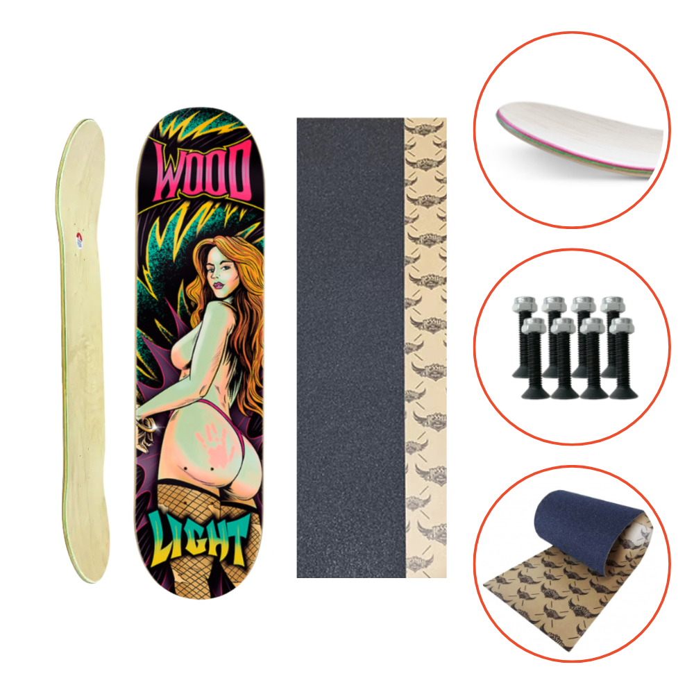 Kit Shape Maple Canadense Wood Light Profissional + Lixa Jessup + Parafusos – Girl Red Head