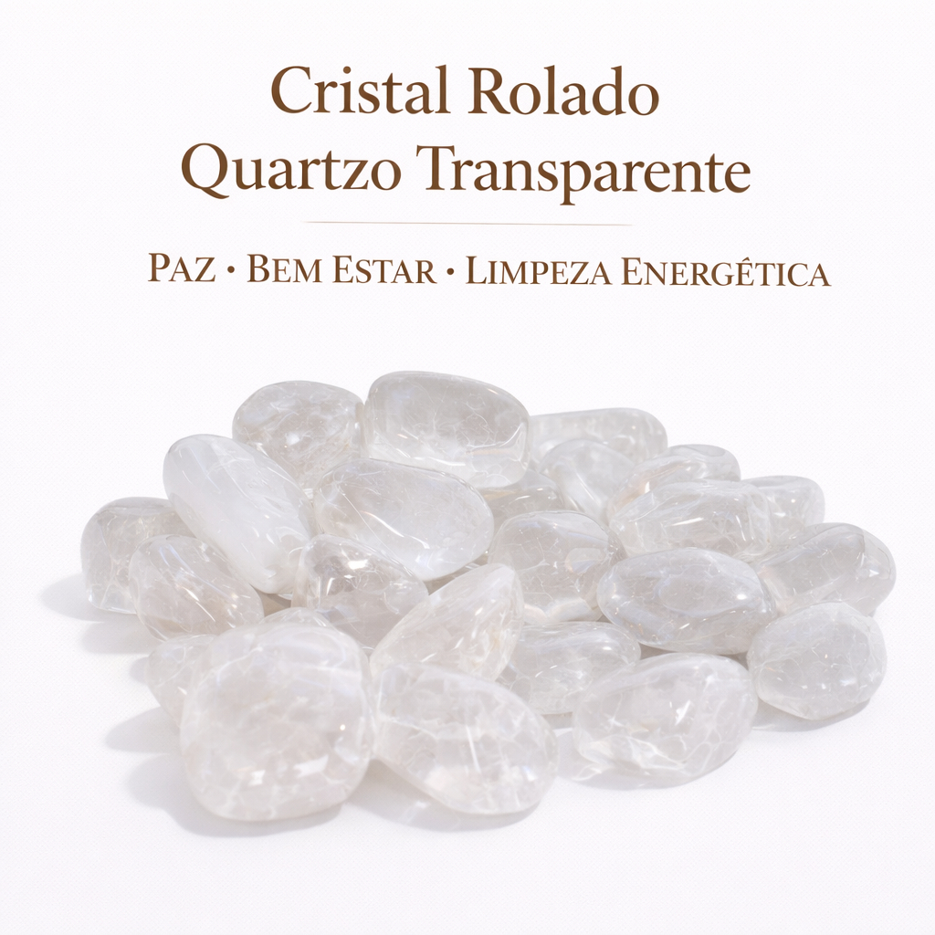 Quartzo Cristal Rolado Transparente Pedra Natural para Paz Bem Estar Limpeza Energética até 5cm Envio Rápido