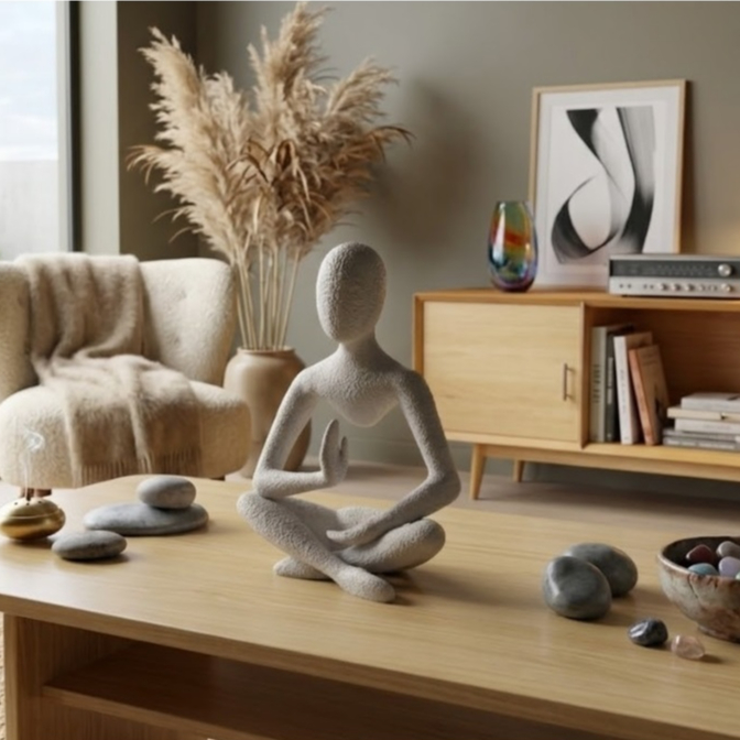 Imagem Estátua Decorativa Meditação Zen Minimalista Yoga Escultura Decoração Sala Quarto