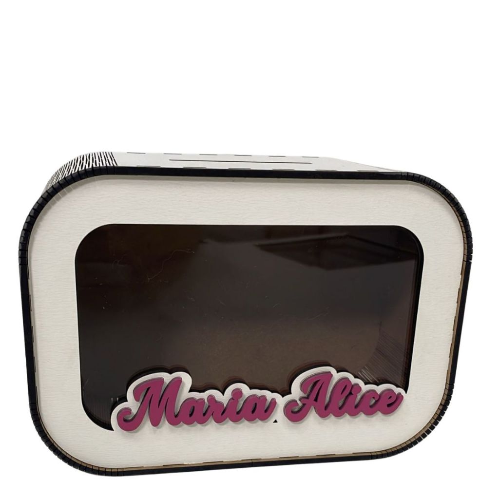 Cofre Infantil Estímulo Dinheiro Investimento MDF Branco Menino Menina Unissex