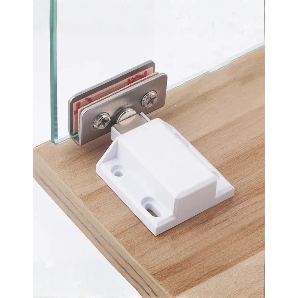 Fecho trava Imantado e Mini Dobradiça inox Vidros rack Aço Vitrine Magnética, Fácil Instalação batedor pressão — imagem 2 de 2