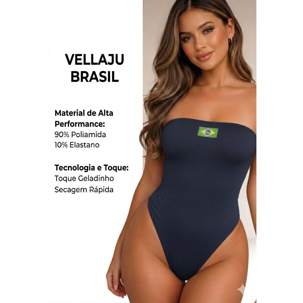 Body Brasil Copa Do Mundo Tecido Poliamida | Alta Qualidade Tomara que Caia Com Forro