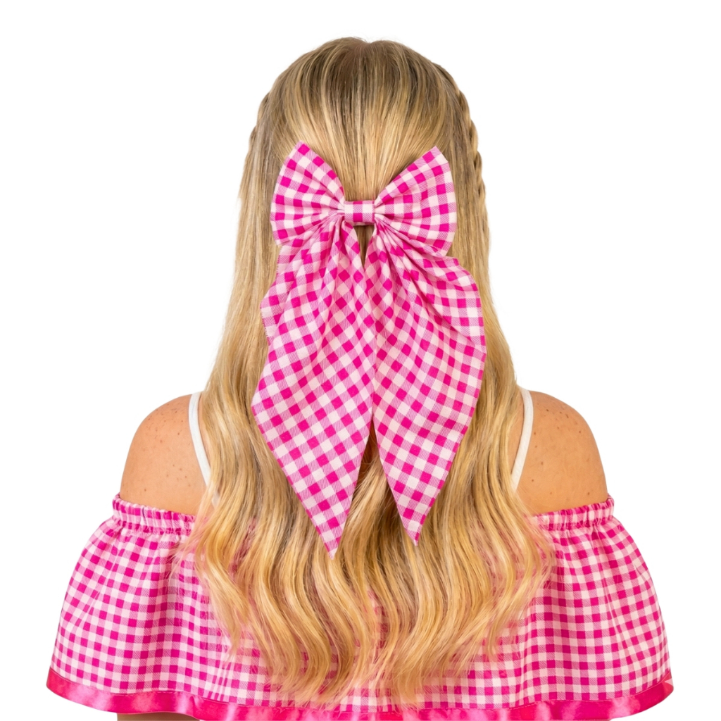 Laço Virgínia Cabelo Xadrez Festa Junina Rosa Vermelho Preto Azul
