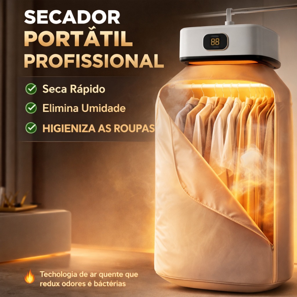 Secador de Roupas Portátil Dobrável Secadora Elétrica Bivolt