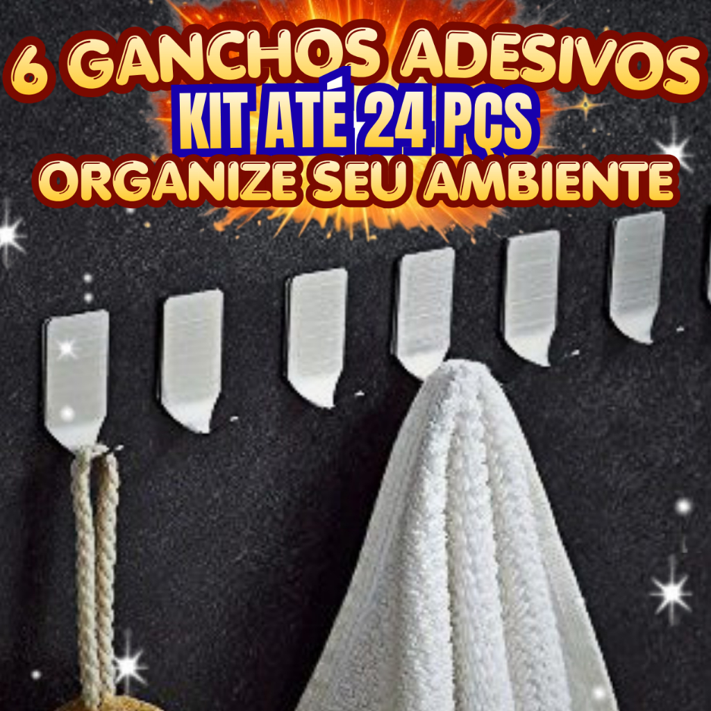 6 Ganchos Adesivos Parede Aço Inox Cromado Super Resistentes sem Furo Auto Colante em Oferta na Shopee