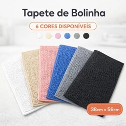 Tapete de Banheiro Bolinha Microfibra 100% Poliéster Antiderrapante 38x58cm
