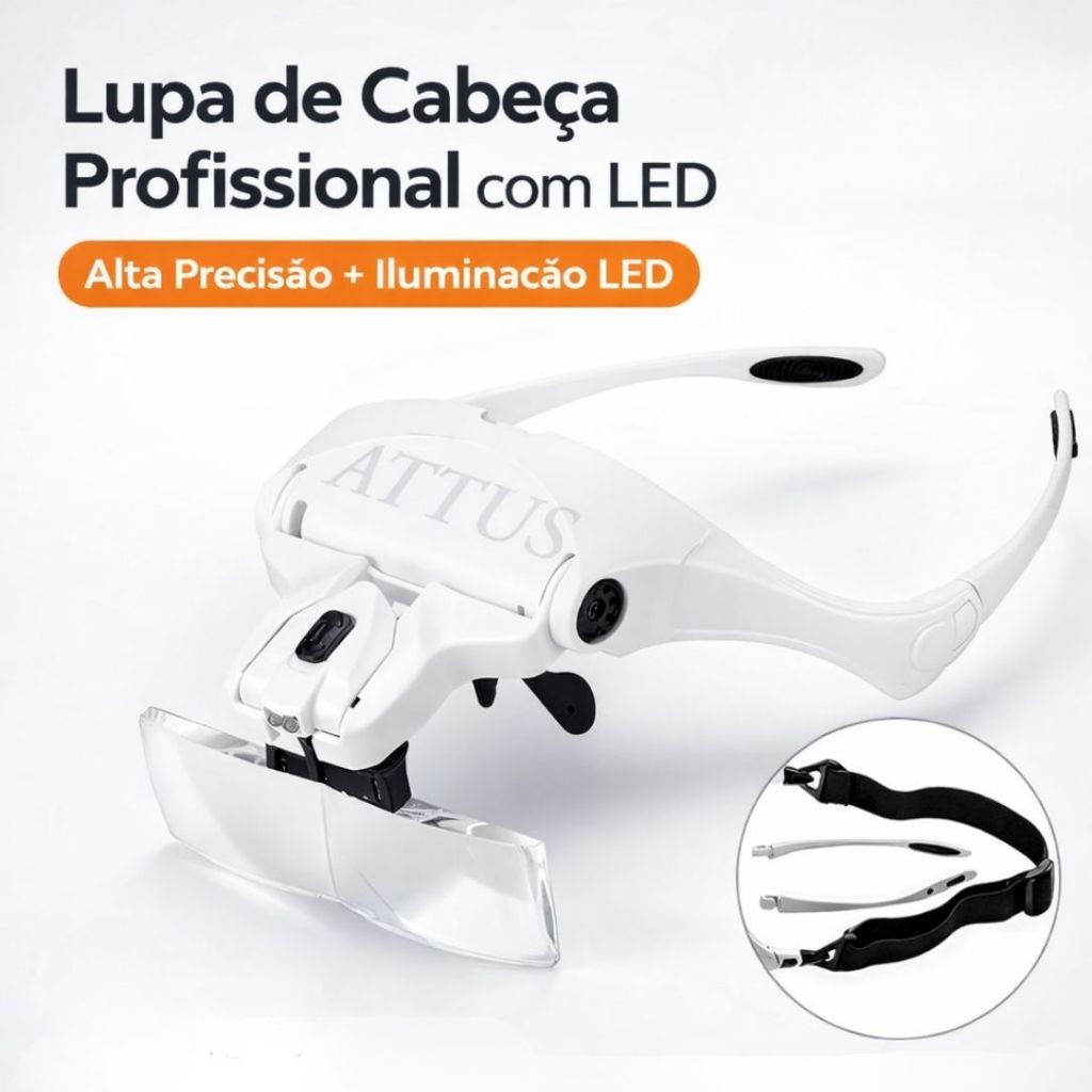 Lupa Óculos Cabeça Profissional Estética 5 Lentes 2 LED Aumento Leitura em Oferta na Shopee
