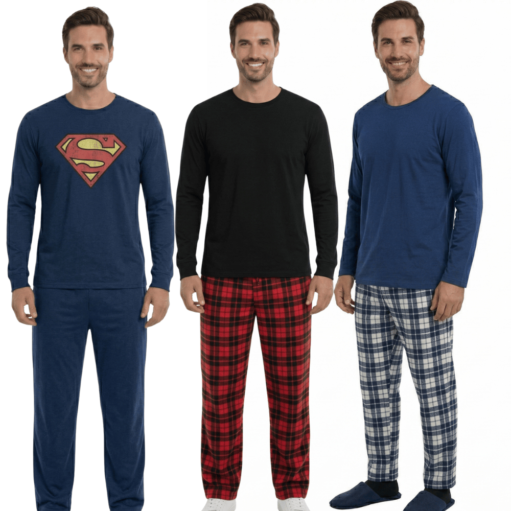 Pijama Masculino Longo  Básico Xadrez Outono Inverno a Manga Manga Longa/ Pijama Masculino Estampado