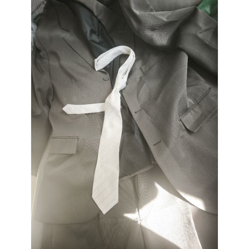 Terno Completo GG Cinza Masculino Paletó Calça e Gravata