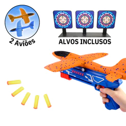 Lançador de Avião Catapulta Brinquedo Planador Pistola Infantil Tiro ao Alvo