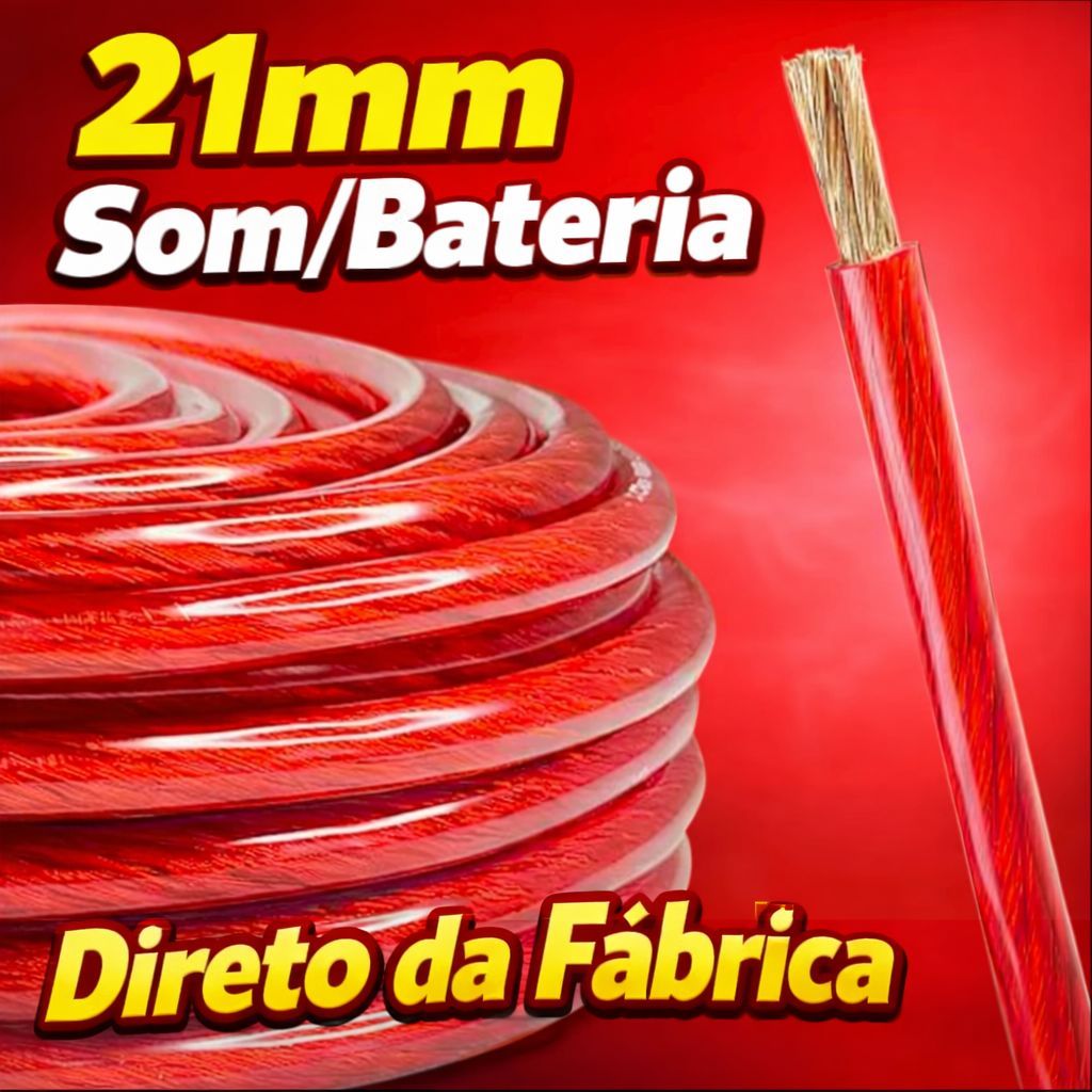 Cabo Alimentação Som Bateria Power 21mm 5 metros Disan em Oferta na Shopee