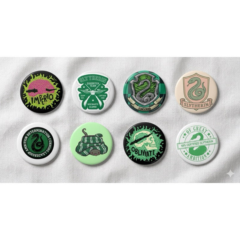 8 Bottons - CASA SONSERINA SLYTHERIN HARRY POTTER HOGWARTS - 44mm