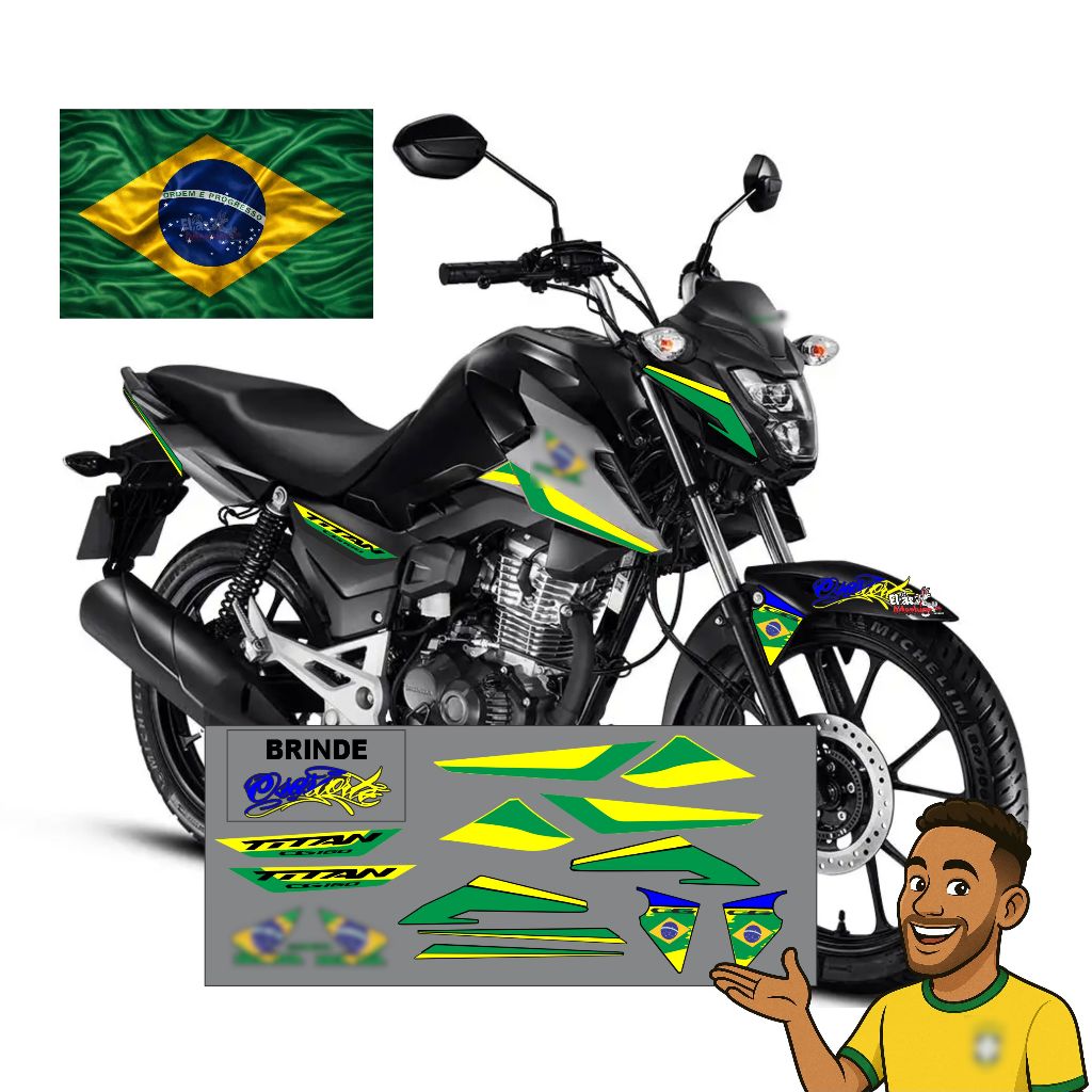 Adesivo Copa Do Mundo Brasil Kit Faixa Titan 160 2025 2026