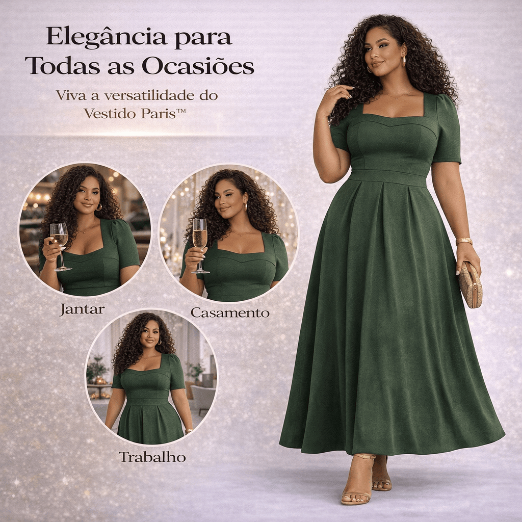 Vestido Longo Plus Size PARIS em Alfaiataria de Viscose Estruturada Elegante (FORMA PEQUENA) — imagem 2 de 2