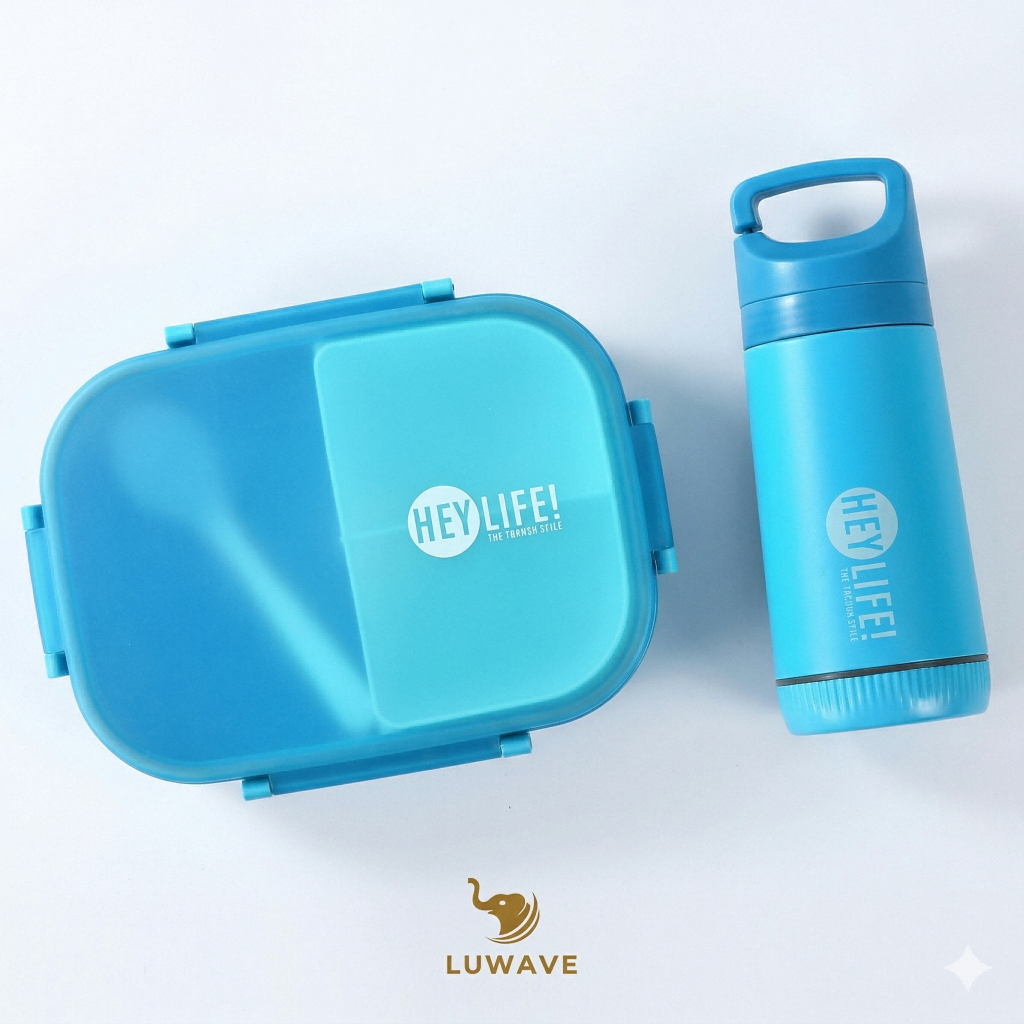 Kit Marmita Lancheira 900ml E Garrafa 350ml E Kit Talheres em Oferta na Shopee