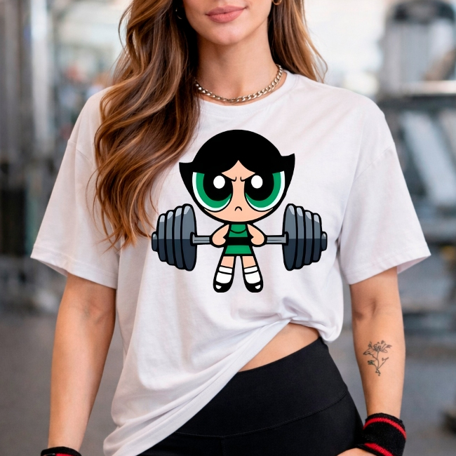 Camiseta Camisetão Tshirt Oversized 100% Algodão Academia Fitness Gym Musculação Feminina  Poderosa