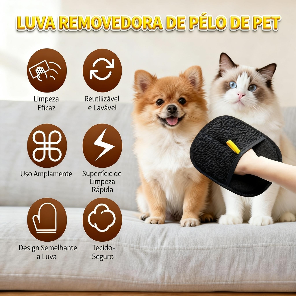 Luva de Limpeza Removedora de Pelos para Estofados e Áreas de Jardim – Ideal para Grooming de Pets e Remoção em Oferta na Shopee