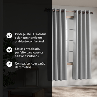 Cortina Oxford Para Sala Quarto Escritório 300x 250 Porta Balcão Varão Ilhós Tecido Semi Blackout 50% Veda Luz em Oferta na Shopee