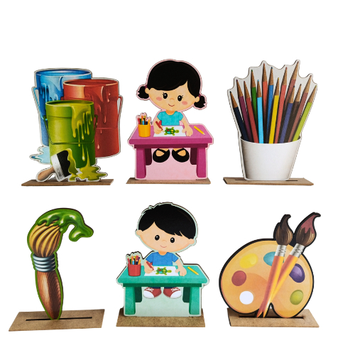 Kit Display de Mesa 6 Peças Para Festa Pintando o 7 MDF