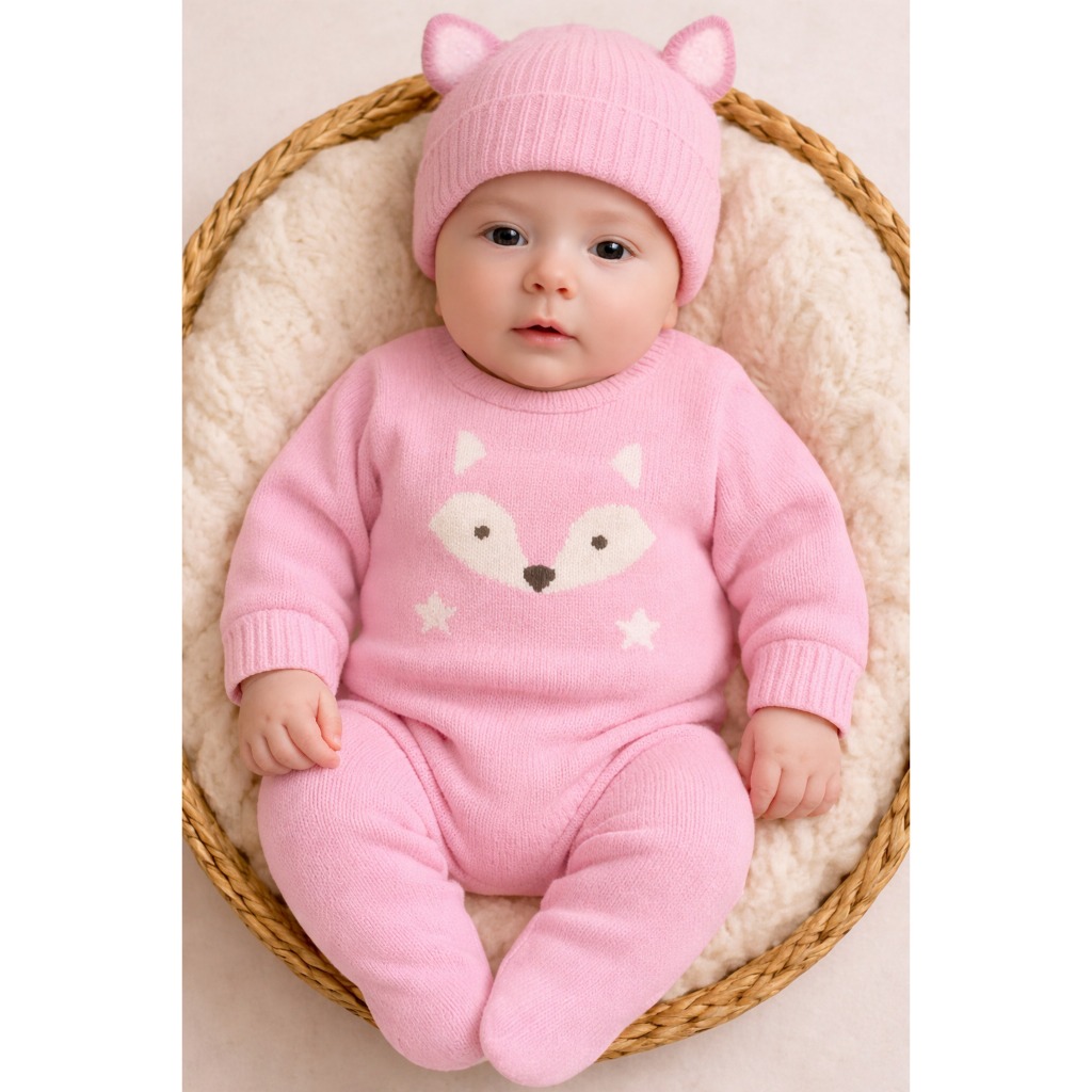 Macacão Bebê Tricot Taylor Rosa.