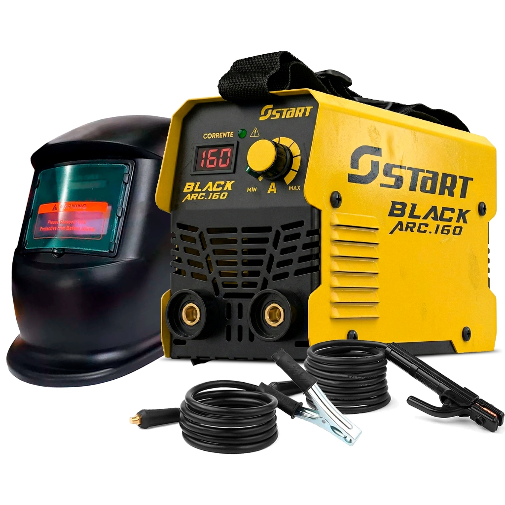 Máquina Solda Portátil Inversora Elétrica 160a Amarelo 220v Com Mascara de Solda