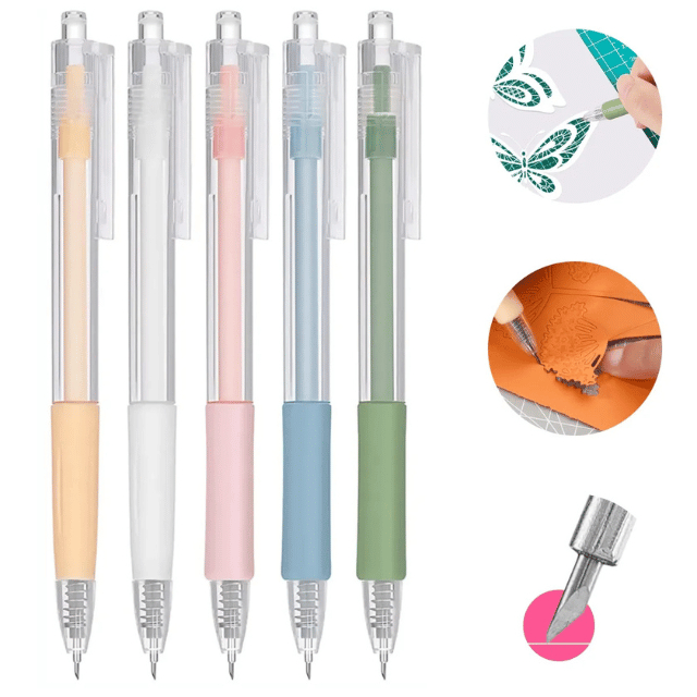 Kit 3 Canetas Estilete De Precisão Para Papel E Tecidos Artesanato Scrapbbok Cartonagem