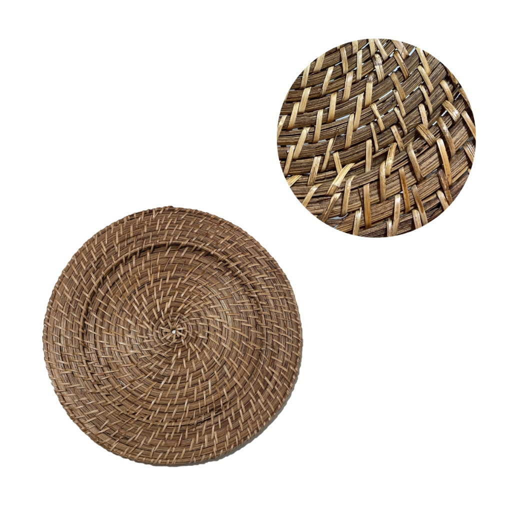 Sousplat Jogo Americano em Rattan Natural Bambu 100% Vegano Mesa Cozinha Prato Artesanal