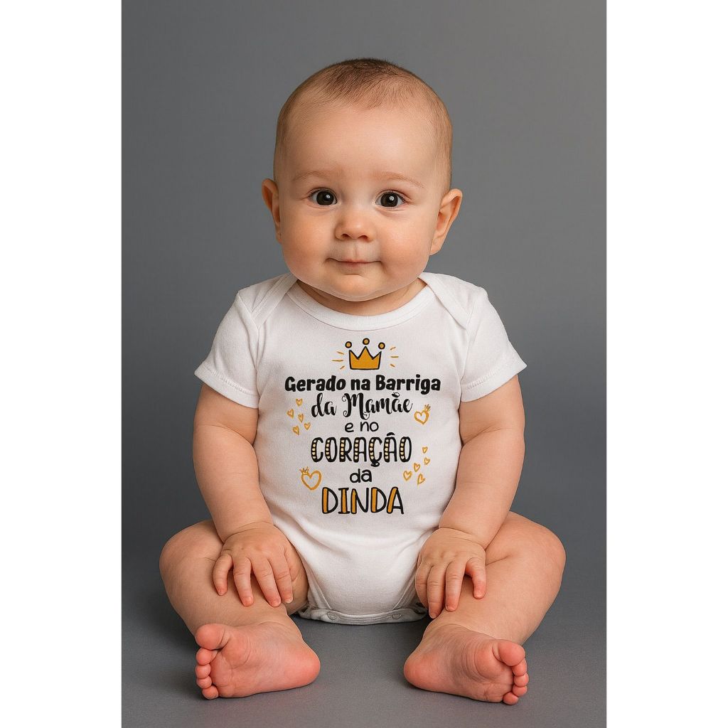 Body Personalizado Dinda Body Madrinha bebê Body Dinda Bebê Body Presente Madrinha Body de Frases Body Unissex bebê