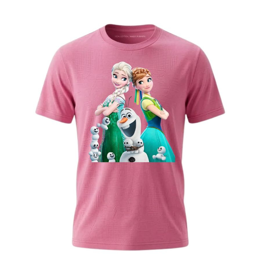 Camisa Frozen Infantil Feminina tecido algodão 30.1 ,  macio e confortável de qualidade , sua filha merece , lançamento