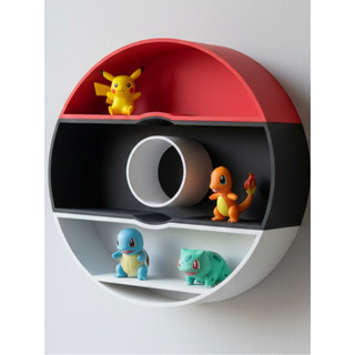 Prateleira de Parede Estilo Pokébola, 3 Fileiras, Decoração Geek para Quarto, Temática Pokémon