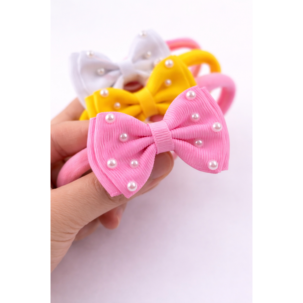 Laço Kit com 10 faixas para bebê acessório cabelo infantil maternidade enxoval tiara pérola luxo gravatinha RN