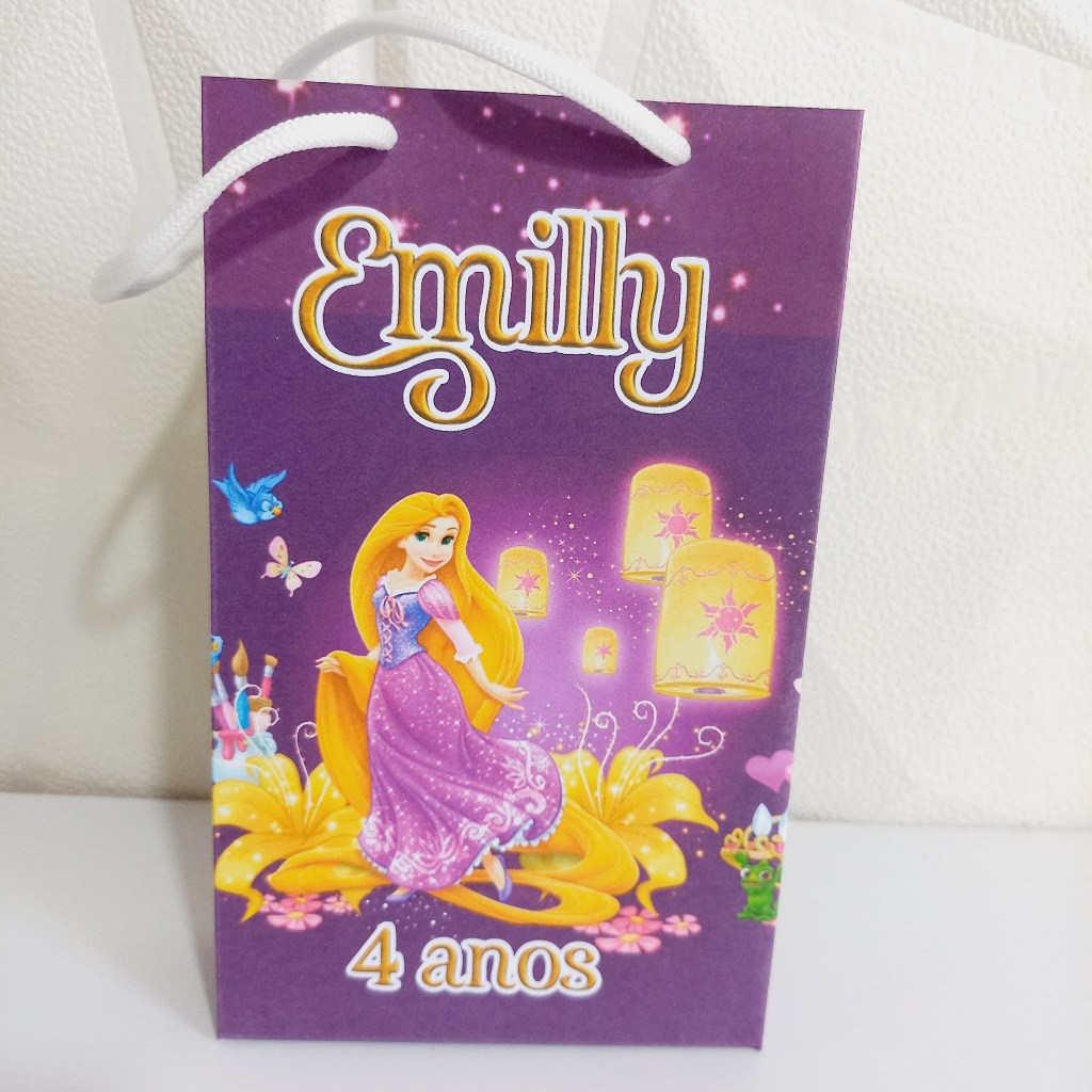 Sacolinha Rapunzel / Enrolados Tamanho P  Personalizada PEGUE E MONTE /Lembrancinha de Aniversário